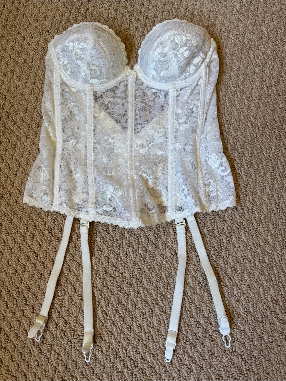 Women's Lace Longline Bustier Corset - white